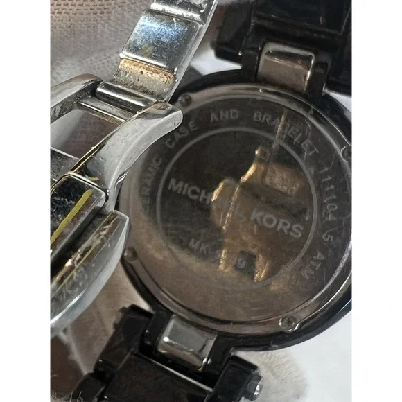 y2k vtg lot of 2 Michael Kors Ceramic Watch crystal bezel mother of pearl‎ - Picture 10 of 16